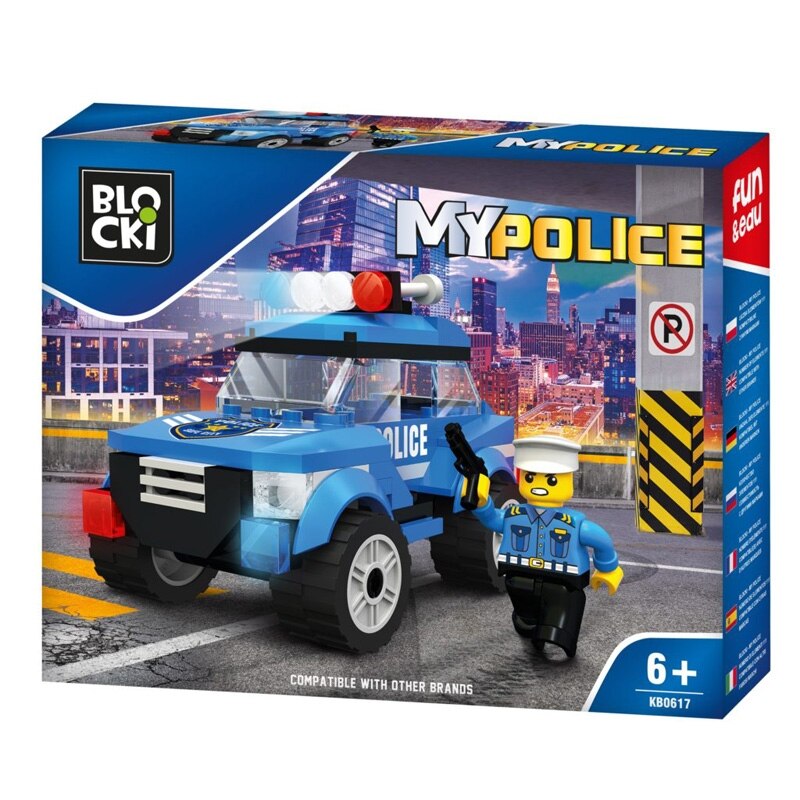 Set constructii, Masina de politie pentru patrulare, 100 de piese, 7toys