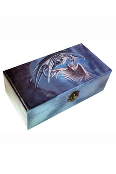 Cutie de bijuterii decorata si pictata manual prin tehnici mixte, Serena, Fantasy Cutie de bijuterii decorata si pictata manual prin tehnici mixte, Serena, Fantasy