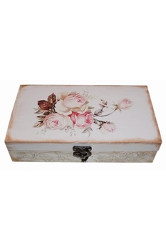 Cutie de bijuterii decorata si pictata manual prin tehnici mixte, Serena, Trandafiri Cutie de bijuterii decorata si pictata manual prin tehnici mixte, Serena, Trandafiri