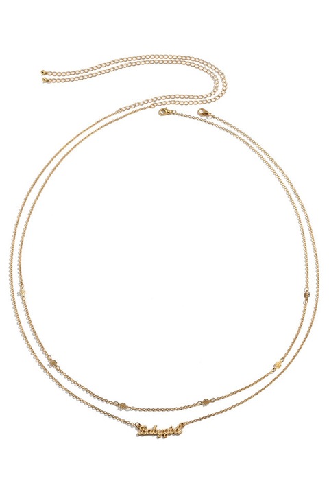 Set doua lanturi de corp pentru talie, medalion Babygirl si floricele Auriu