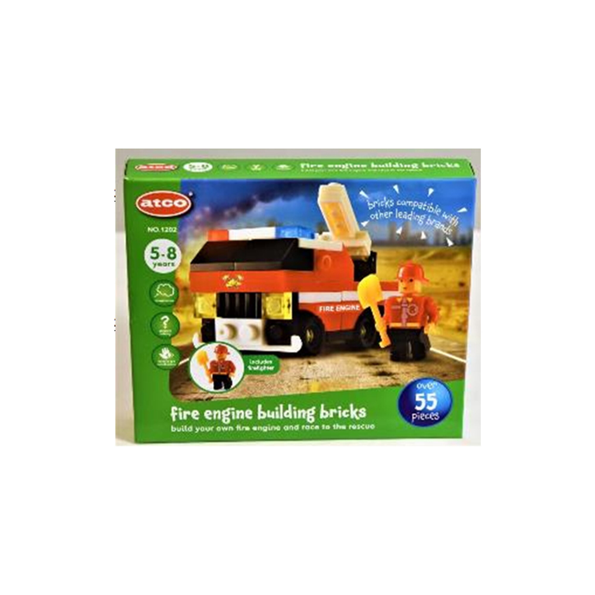 Set de construit Atco, masina de pompieri, 55 de piese