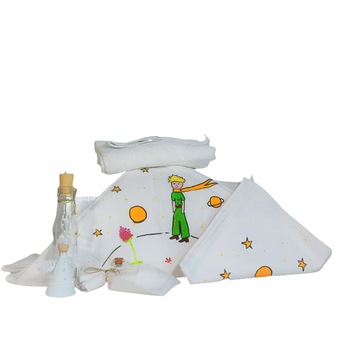 Set botez alb pictat 7 piese- Trusou biserica Micul Print- Odorul Mamei Set botez alb pictat 7 piese- Trusou biserica Micul Print- Odorul Mamei