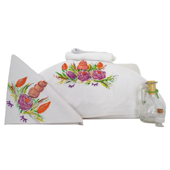 Set botez pictat alb 7 piese- Trusou biserica Unicorn- Odorul Mamei