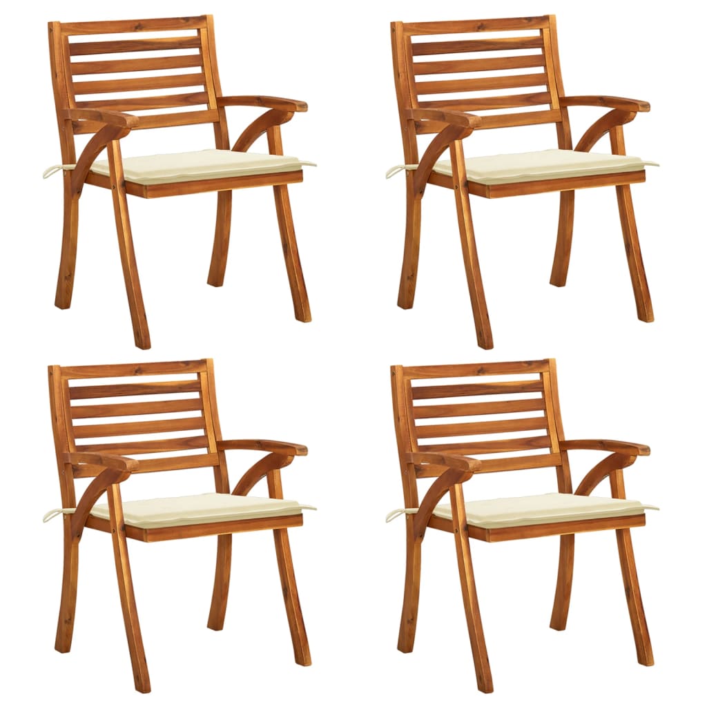 Set Scaune de gradina cu perne, 4 buc, maro/crem lemn masiv de acacia 3075176