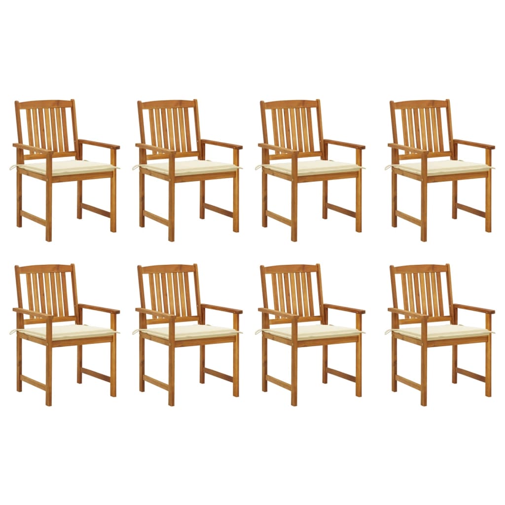 Set Scaune de gradina cu perne, 8 buc, maro/crem lemn masiv de acacia 3078168