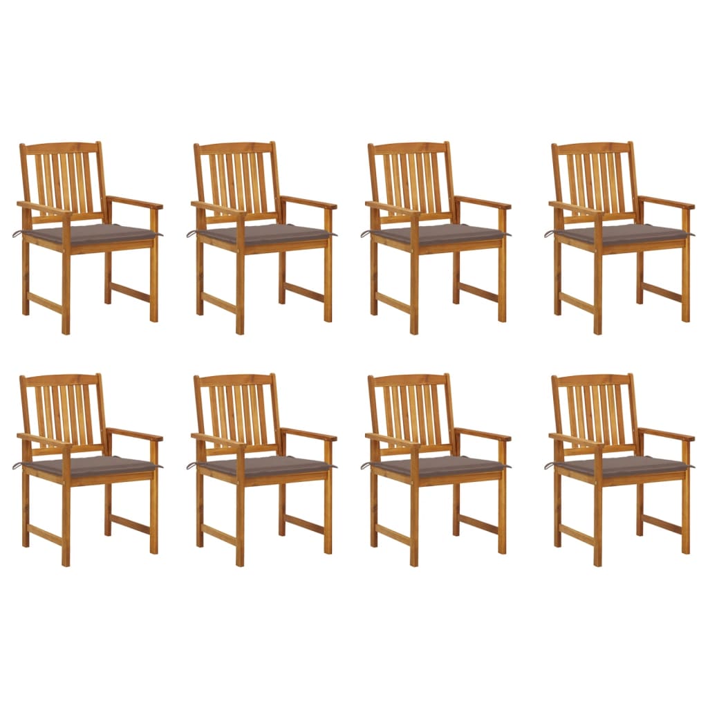 Set Scaune gradina cu perne, 8 buc, maro/gri taupe lemn masiv de acacia 3078174
