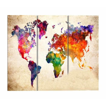 Tablou din pluta Artgeist, Corkboard Map in Watercolor, 60 x 40 cm Tablou din pluta Artgeist, Corkboard Map in Watercolor, 60 x 40 cm