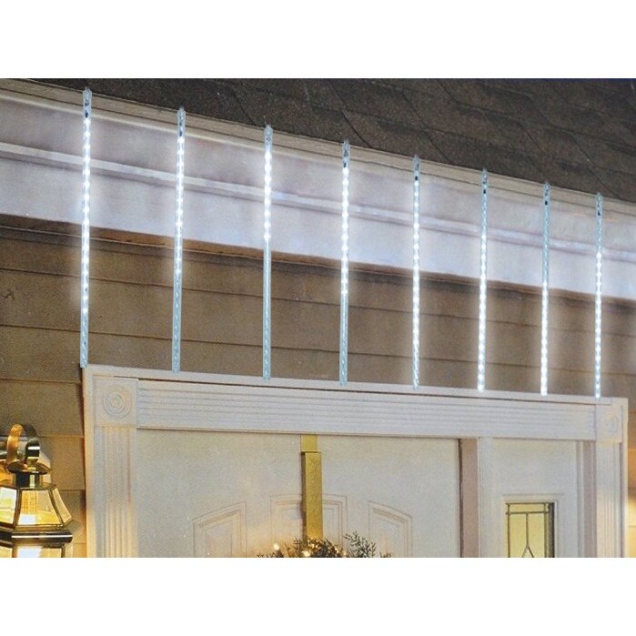 Instalatie turturi Craciun DacEnergy©, 320 LED-uri albe cu lumina rece, 8 tuburi, 3.5W, 7 x 0.5 m