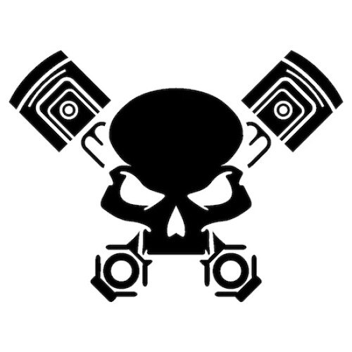 Sticker auto negru mat, Piston Head,15 x 11.3 cm