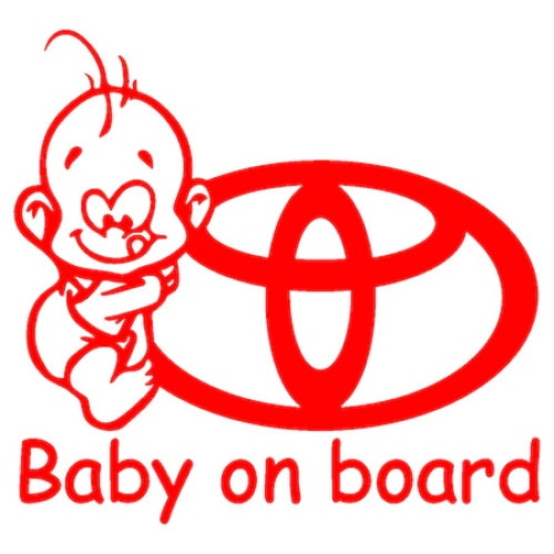 Sticker auto rosu passion, Bebe la bord Toyota,15 x 13.8 cm