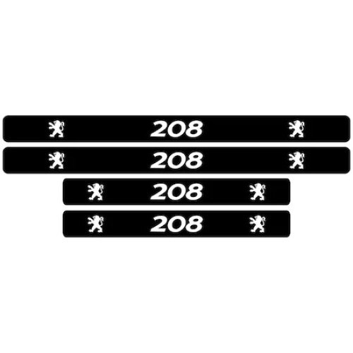 Set stickere praguri Peugeot 208, Alb/Negru