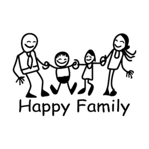 Sticker auto negru, Happy Family,10 x 15 cm