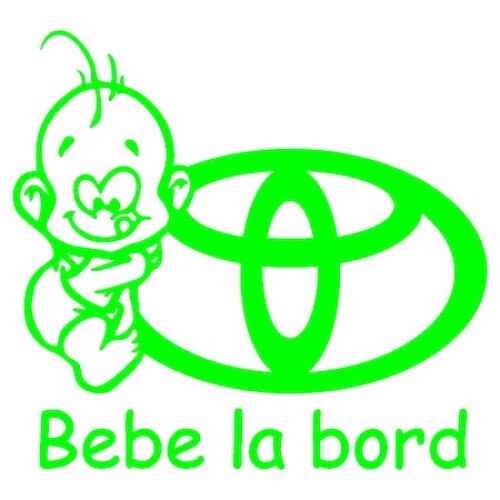 Sticker auto verde, Bebe la bord Toyota,15 x 13.8 cm