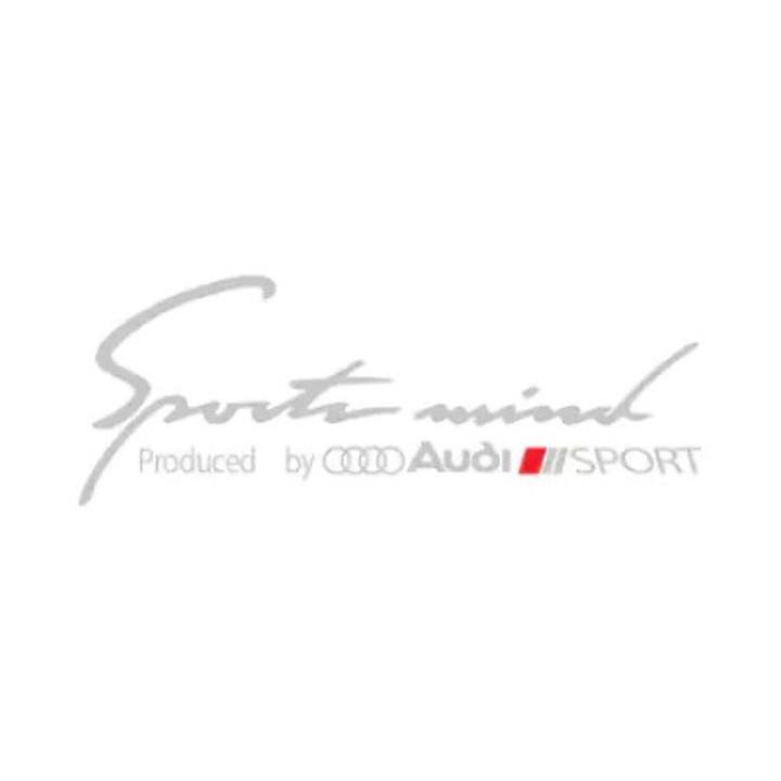 Автомобилен стикер за фарове Audi, "Sport Mind Produced by Audi Sport" Бяло-Червен, 30 x 11 cm