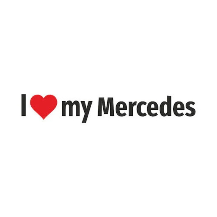 Set doua stickere auto, "I love my Mercedes", negru-rosu, 15 cm