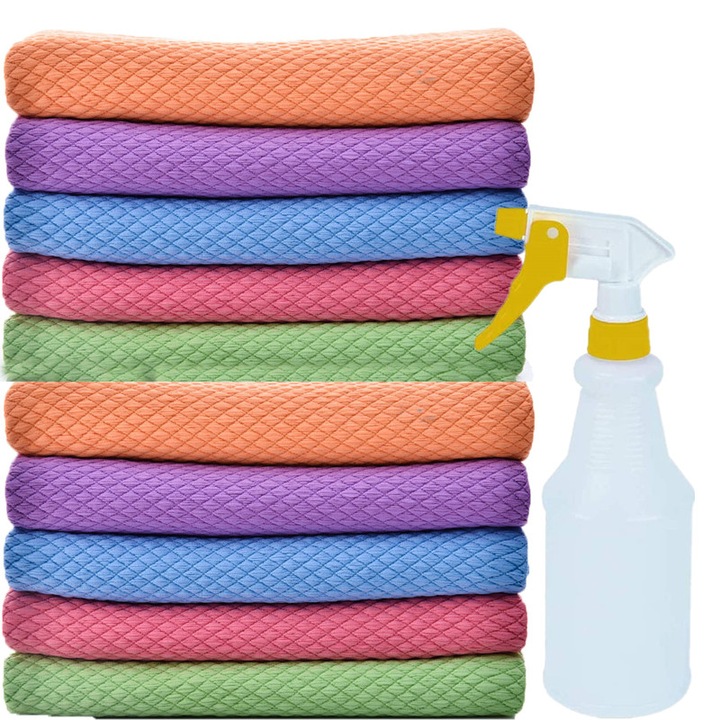 Set 10 lavete, Microfibra, 30x30 cm, Multicolor