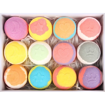 Set 12 Bile de Baie Efervescente cu Arome si Culori Diferite, FizioTab® Divine Bath Bombs, cu Uleiuri Esentiale, Alb Set 12 Bile de Baie Efervescente cu Arome si Culori Diferite, FizioTab® Divine Bath Bombs, cu Uleiuri Esentiale, Alb