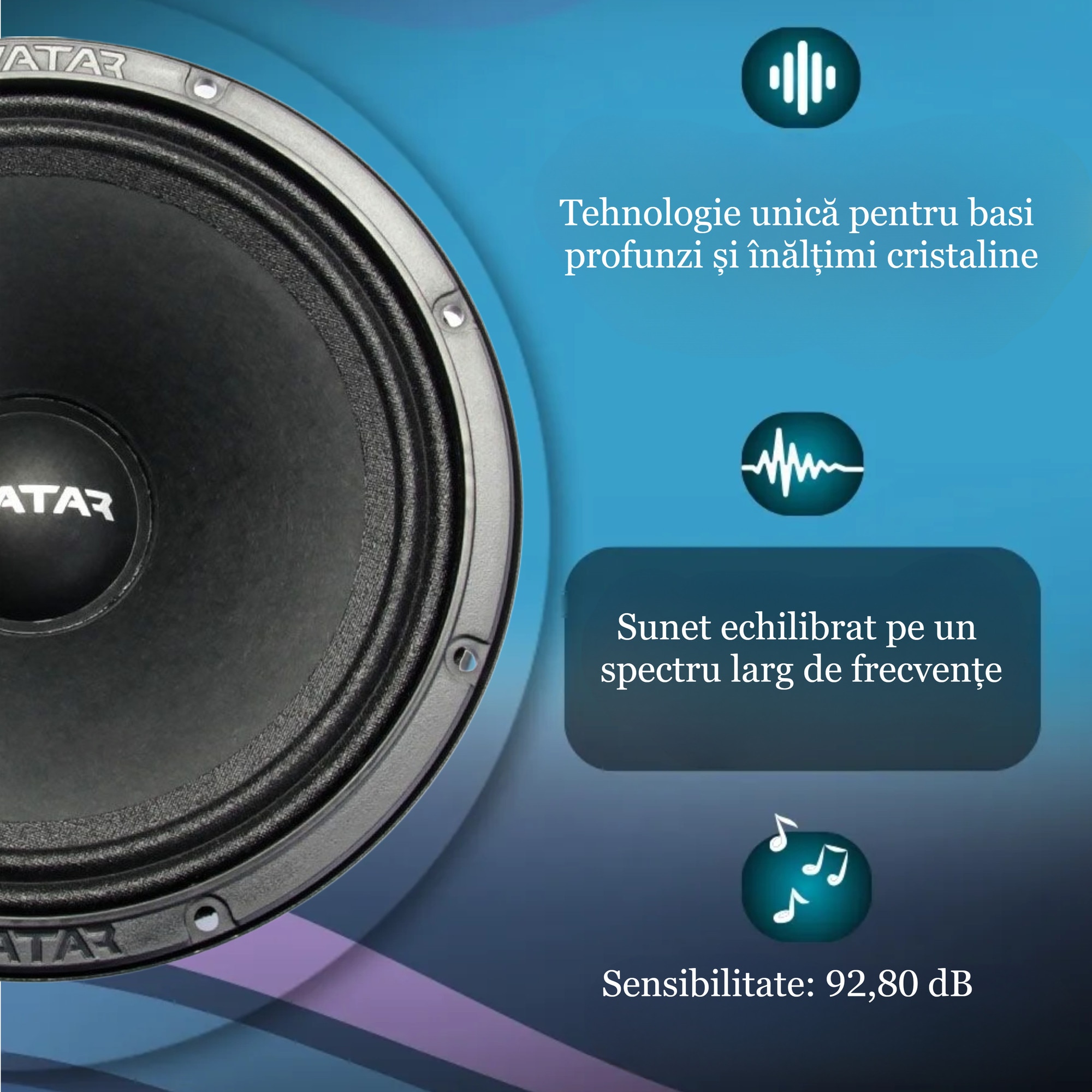 Set 2 difuzoare Auto Avatar® MTU 61LE, 165mm, 150W RMS, 300W MAX