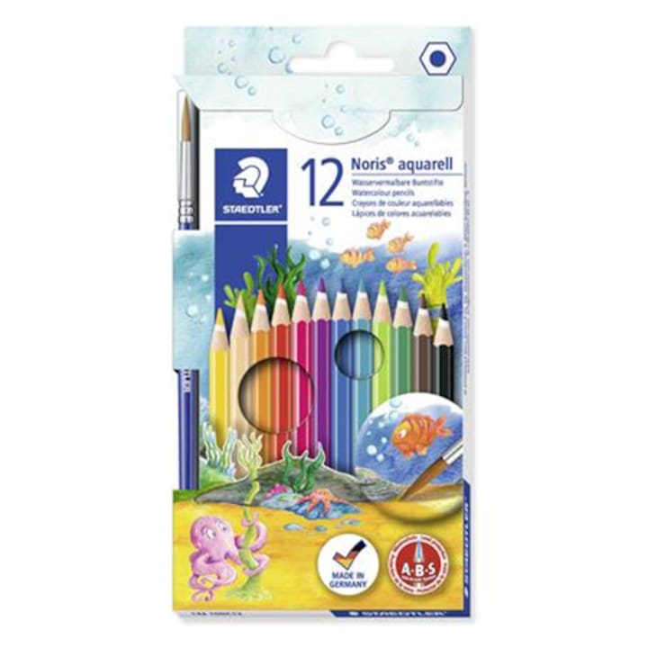 Staedtler Noris Club akvarell ceruza készlet ecsettel, 12 különböző szín