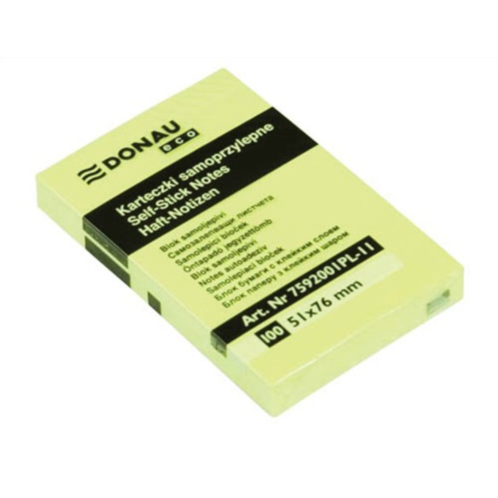 Notite autoadezive, Donau, ECO, 51x76mm, 100 coli, Galben