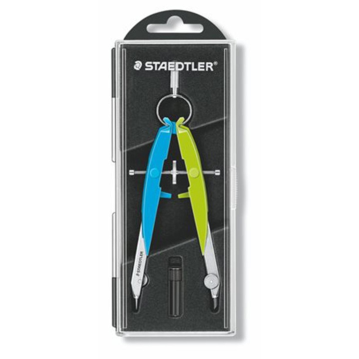 Set compas, Staedtler, 2 piese, Albastru neon/Verde