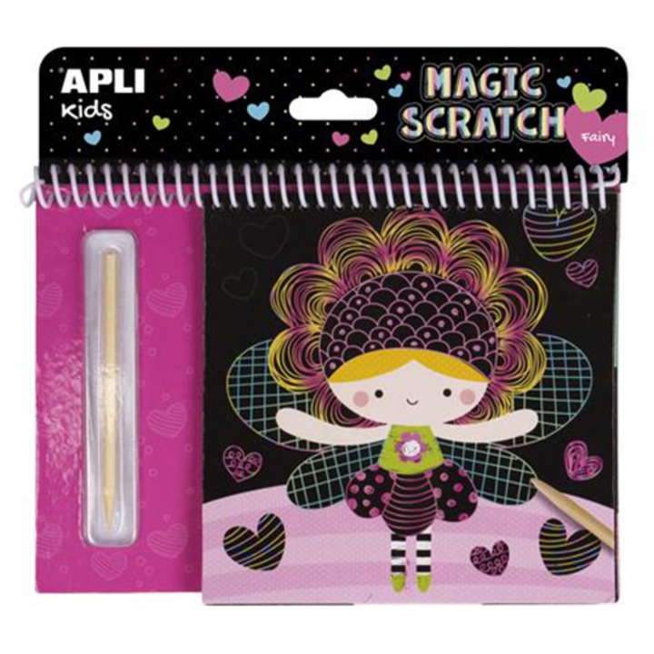 Caiet magic pentru copii, Apli, Magic Scratch Fairies, Multicolor