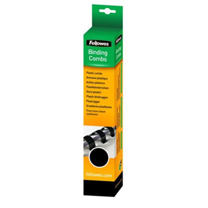 Spirale, Fellowes, plastic, 14 mm, 81-100 coli, 25 buc, negru