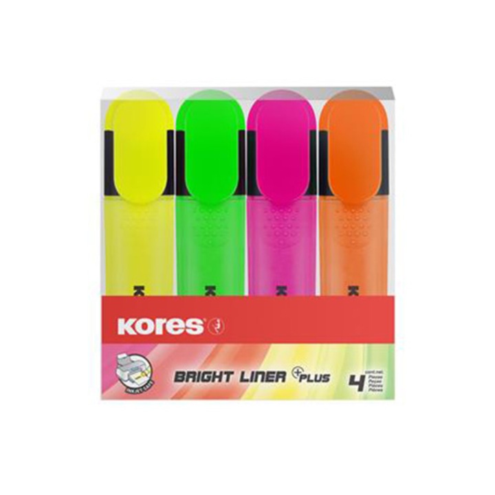 Kores szövegkiemelő készlet, 0,5-5 mm, 4 különböző szín