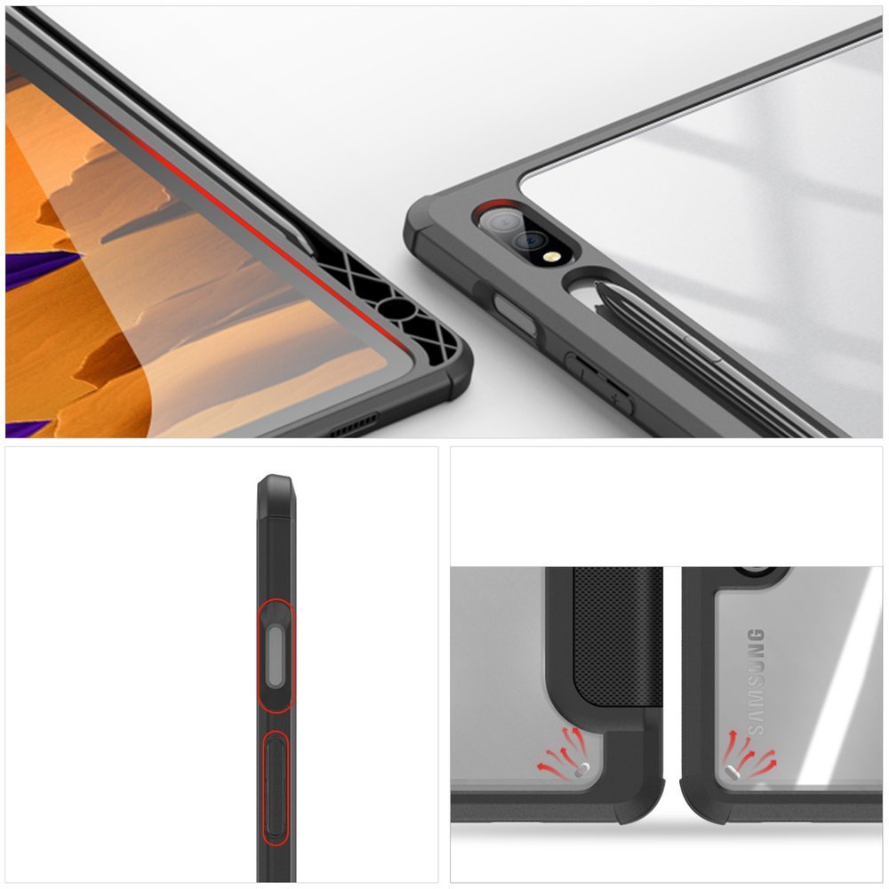 Husa inteligenta cu suport stylus DuxDucis, Toby, Pentru Samsung Galaxy Tab S7, 11", Negru