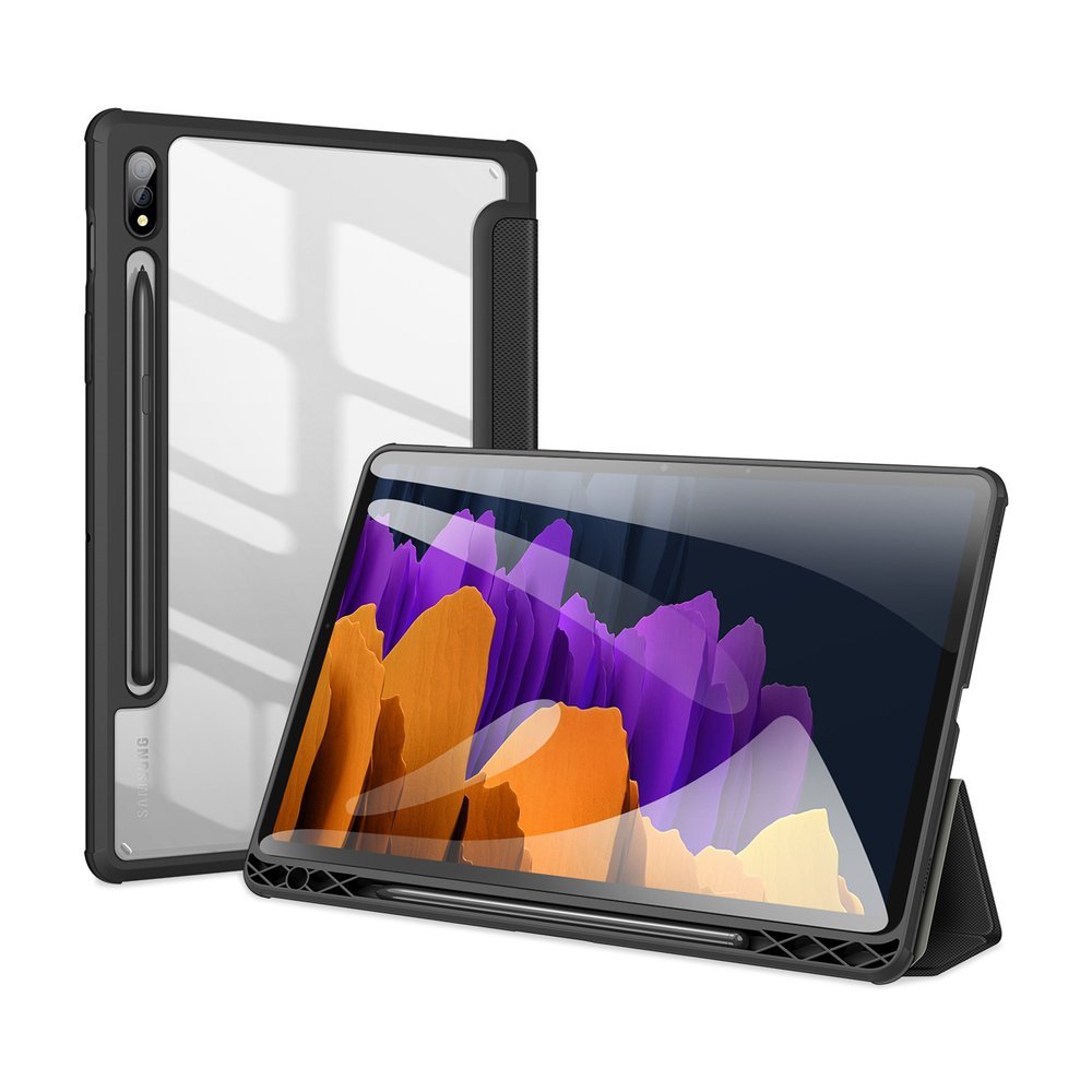 Husa inteligenta cu suport stylus DuxDucis, Toby, Pentru Samsung Galaxy Tab S7, 11", Negru