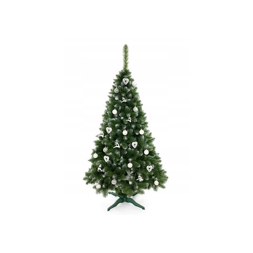 Brad artificial de Craciun, verde natural Pin 3D, de 220 cm si suport inclus, 10108