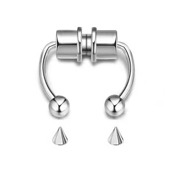 Piercing cercel fals pentru nas, unisex, prindere magnet, otel inoxidabil, argintiu Piercing cercel fals pentru nas, unisex, prindere magnet, otel inoxidabil, argintiu