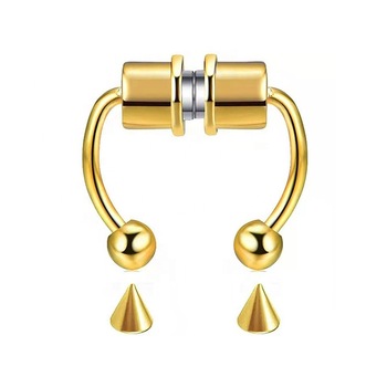 Piercing cercel fals pentru nas, unisex, prindere magnet, otel inoxidabil, auriu Piercing cercel fals pentru nas, unisex, prindere magnet, otel inoxidabil, auriu