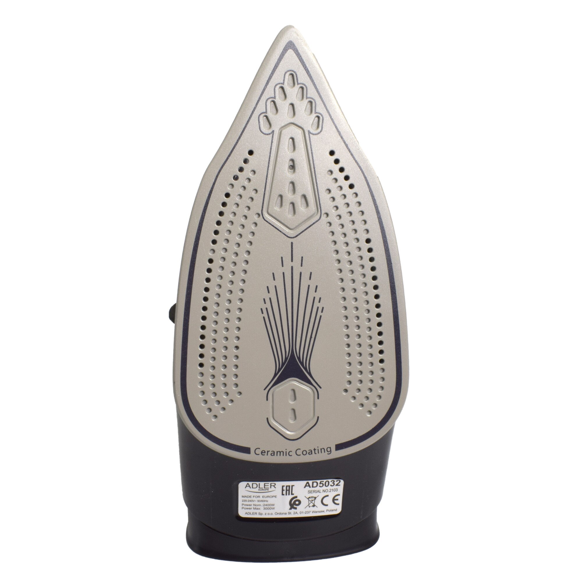 Fier de calcat cu abur Adler, 3000W, ceramica, 350ml, anti-calcar, anti-picurare