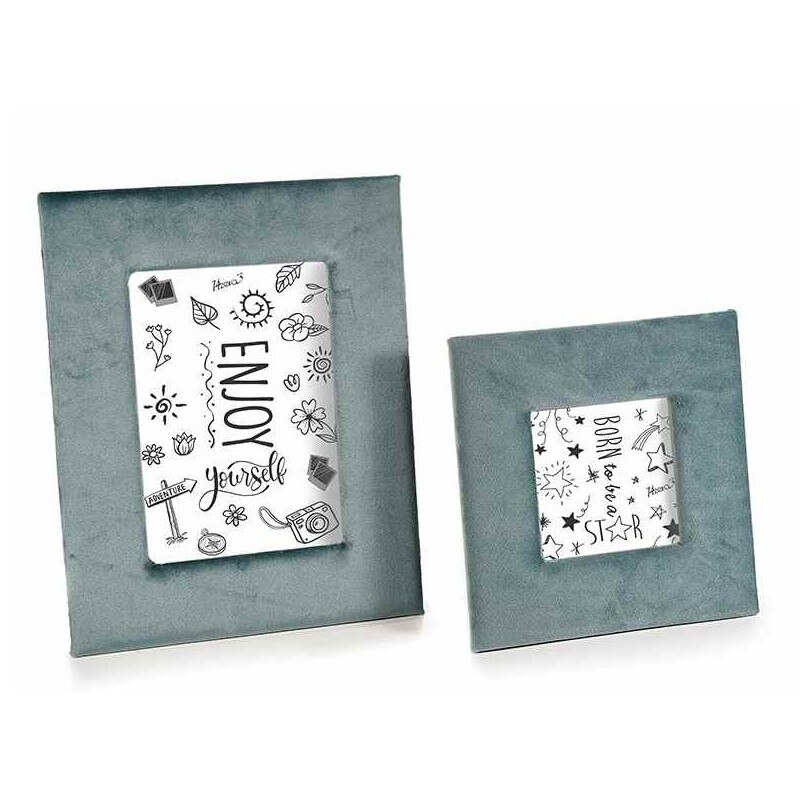 Set 2 rame foto de masa din catifea gri 21 cm x 26 h