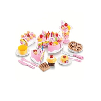 Set de joaca complet , Tort Aniversar feliat si prajituri , Birthday Cake , 75 elemente , roz Set de joaca complet , Tort Aniversar feliat si prajituri , Birthday Cake , 75 elemente , roz
