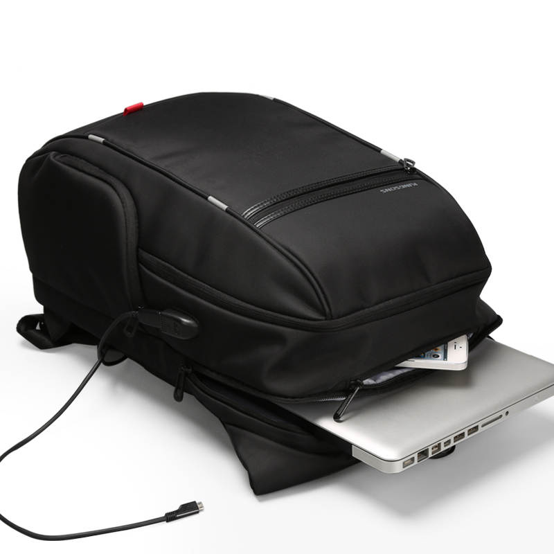 Rucsac laptop 15.6", cu port de incarcare USB si compartiment antisoc, Kingsons, 46x31x19 cm, Negru