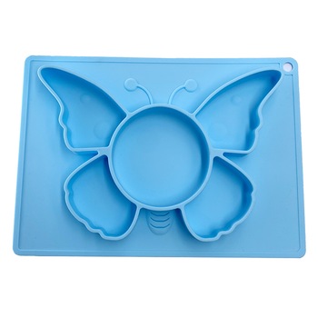 Farfurie compartimentata din silicon FizioTab®, functie de invatare/mancare pentru copii, 5 compartimente, forma fluture, Albastru Farfurie compartimentata din silicon FizioTab®, functie de invatare/mancare pentru copii, 5 compartimente, forma fluture, Albastru