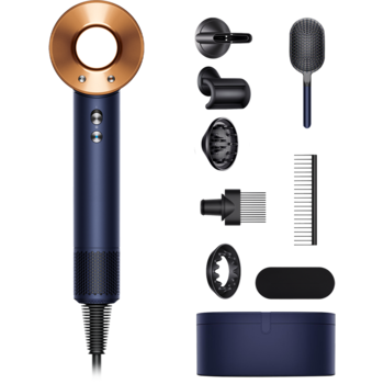 GIFT EDITION Uscător de păr Dyson Supersonic HD07, Albastru de Prusia/Cupru intens + Perie și pieptene + Cutie depozitare GIFT EDITION Uscător de păr Dyson Supersonic HD07, Albastru de Prusia/Cupru intens + Perie și pieptene + Cutie depozitare