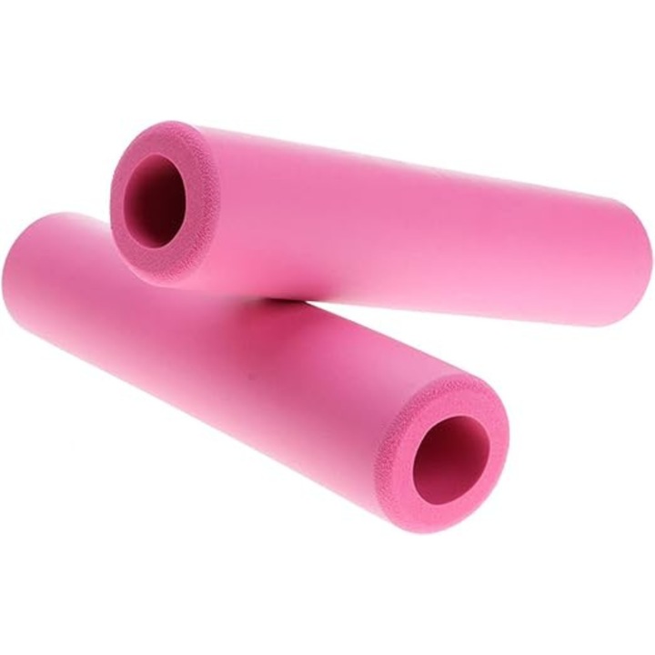 Set 2 Manere Pentru Ghidon Cu Dopuri, 13x1.8 - 2x3 cm, Material Spuma, Antiderapant, Lungime Totala 13 cm, Diametru Exterior 3 cm, Materiale De Inalta Calitate, Roz