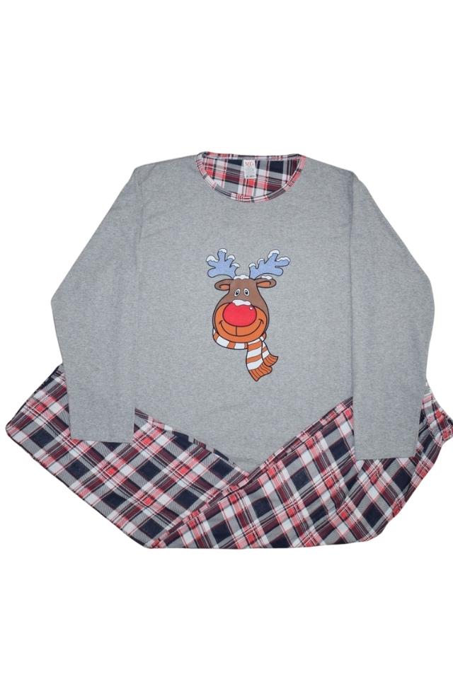 Pijamale barbati , imprimeu ren haios, Gri