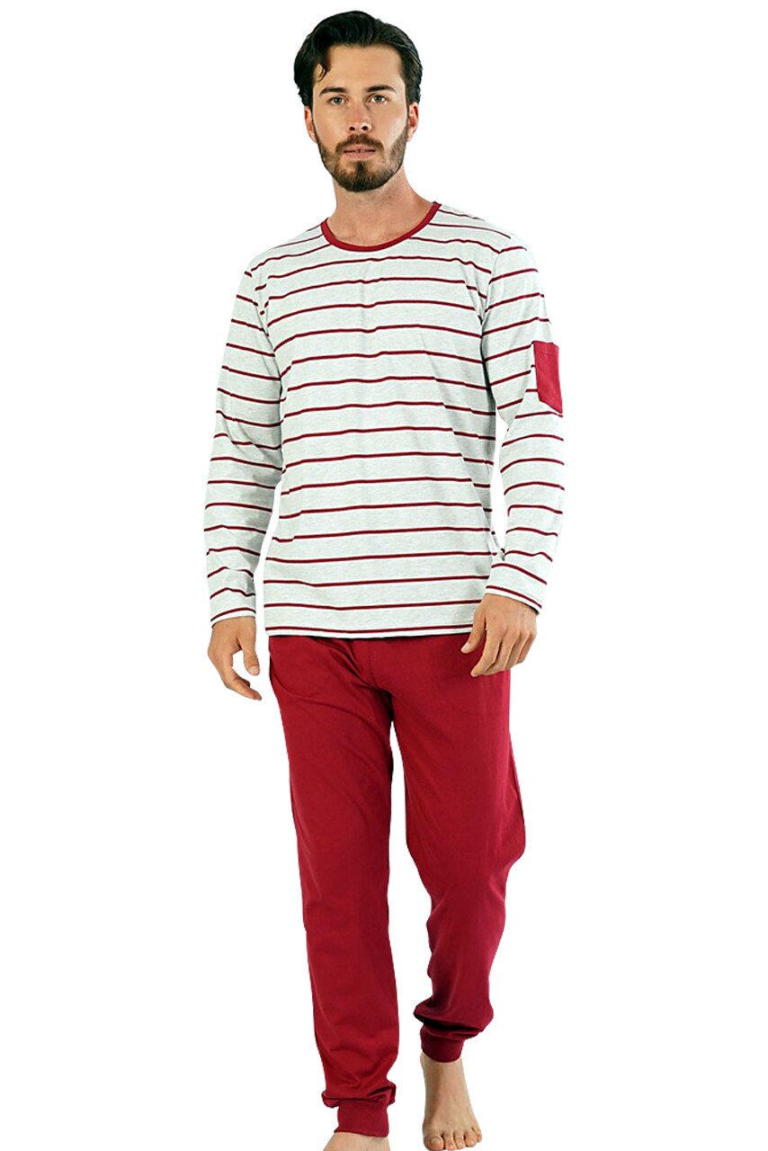 Pijama Barbati, Gazzaz by Vienetta, Model 'Osaka Red', Culoare Rosu