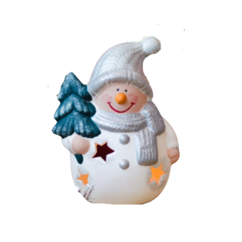 Decoratiune - Candela Om de zapada auriu 22cm Decoratiune - Candela Om de zapada auriu 22cm