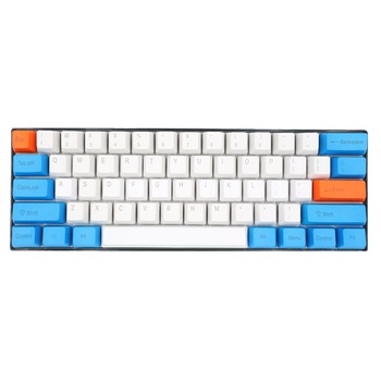 Kit butoane Royal Kludge PBT Double-Shot Keycaps, 61 taste, translucide, switch compatibile Cherry MX, layout US, culoare alb/albastru/portocaliu , KC-29 Kit butoane Royal Kludge PBT Double-Shot Keycaps, 61 taste, translucide, switch compatibile Cherry MX, layout US, culoare alb/albastru/portocaliu , KC-29