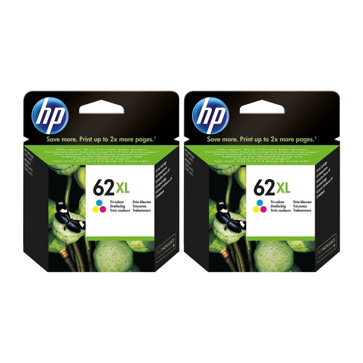 Set cartuse cerneala HP 62XL 2x C2P07AE Color 830 pagini