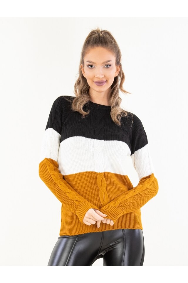 Pulover Dama Kaylin Mustar, marime universala