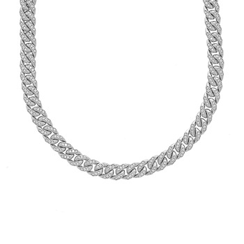 Colier Argint Rodiat cu Zale si Cristale de Zirconiu 40cm lungime, 0.7cm latime Colier Argint Rodiat cu Zale si Cristale de Zirconiu 40cm lungime, 0.7cm latime