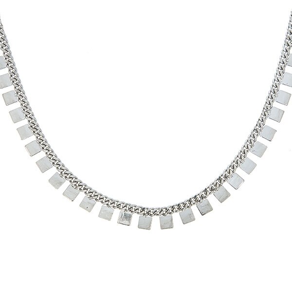 Lant Argint Rodiat Tip Salba cu Banuti Patrati 47cm lungime, reglabil