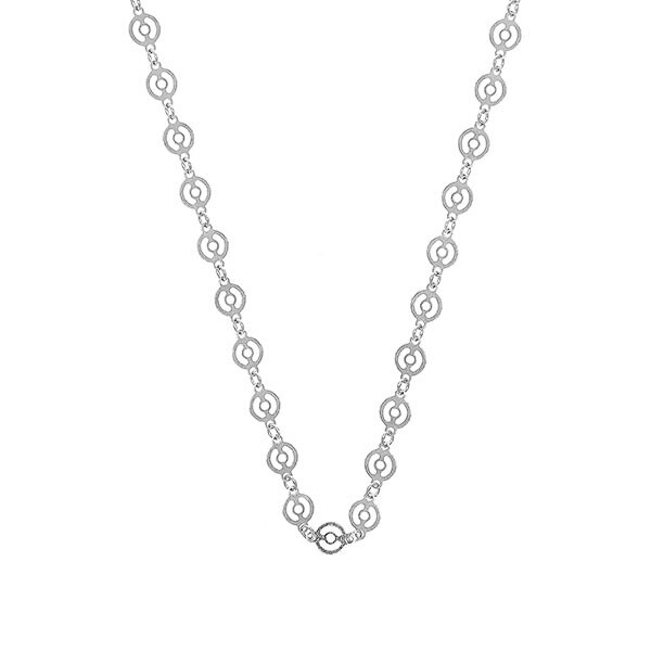 Lant Argint Rodiat Lung cu Banuti Perforati 60 x 0.4cm