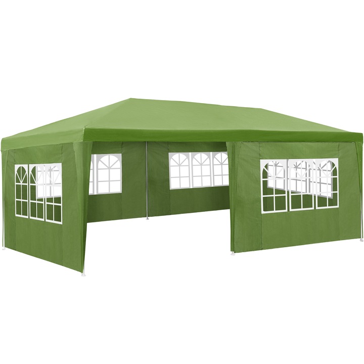tectake Kerti sátor 6 x 3 m 5 oldalfallal - zöld